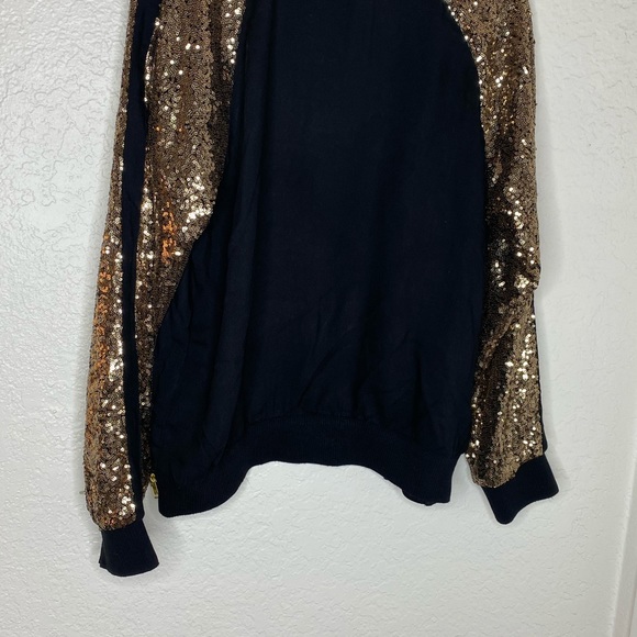 Gold glitter and black bomber jacket - Picture 3 of 4